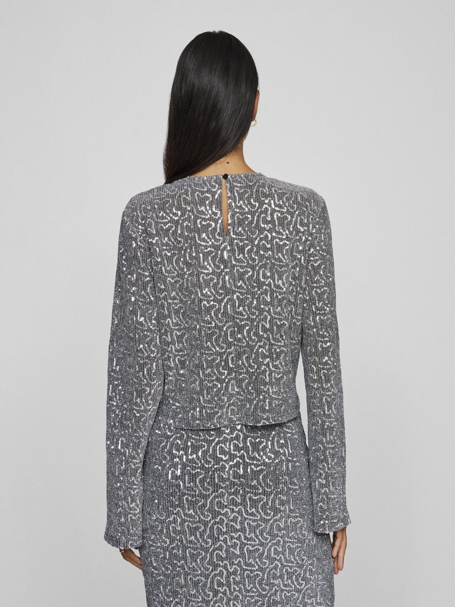 VILA GLITTER  LONG SLEEVED TOP, Silver Colour, highres - 14101727_SilverColour_004.jpg