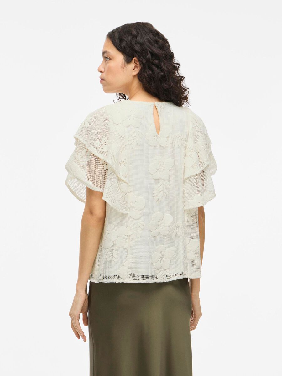 VILA VIHOLA LACE CAP SLEEVE TOP, Birch, highres - 14112266_Birch_004.jpg