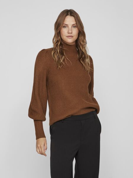 Vila HIGH NECK KNITTED PULLOVER, Toffee, highres - 14085743_Toffee_003.jpg