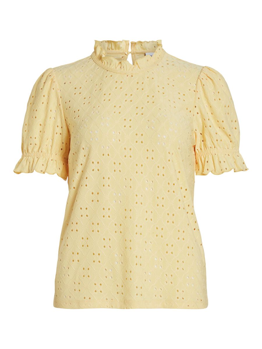 VILA EMBROIDERED SHORT SLEEVED TOP, Golden Haze, highres - 14070251_GoldenHaze_001.jpg