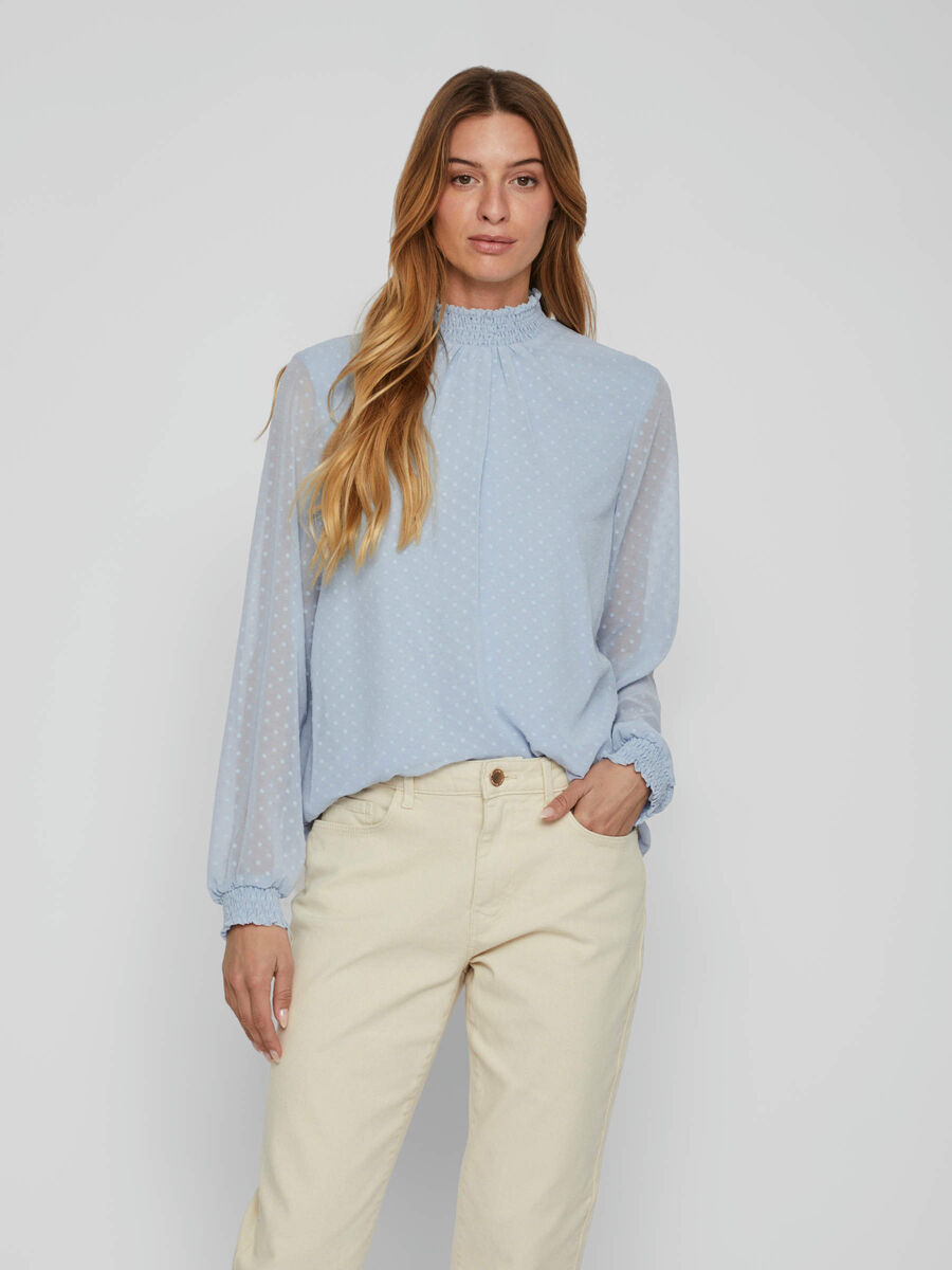 Vila DOTTED LONG SLEEVED BLOUSE, Kentucky Blue, highres - 14085822_KentuckyBlue_003.jpg