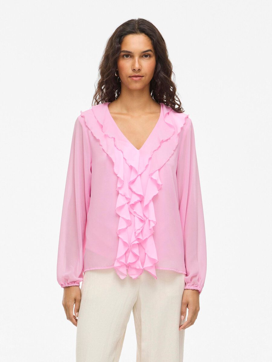 VILA VIANE FRILL LONG SLEEVED TOP, Bonbon, highres - 14114604_Bonbon_003.jpg