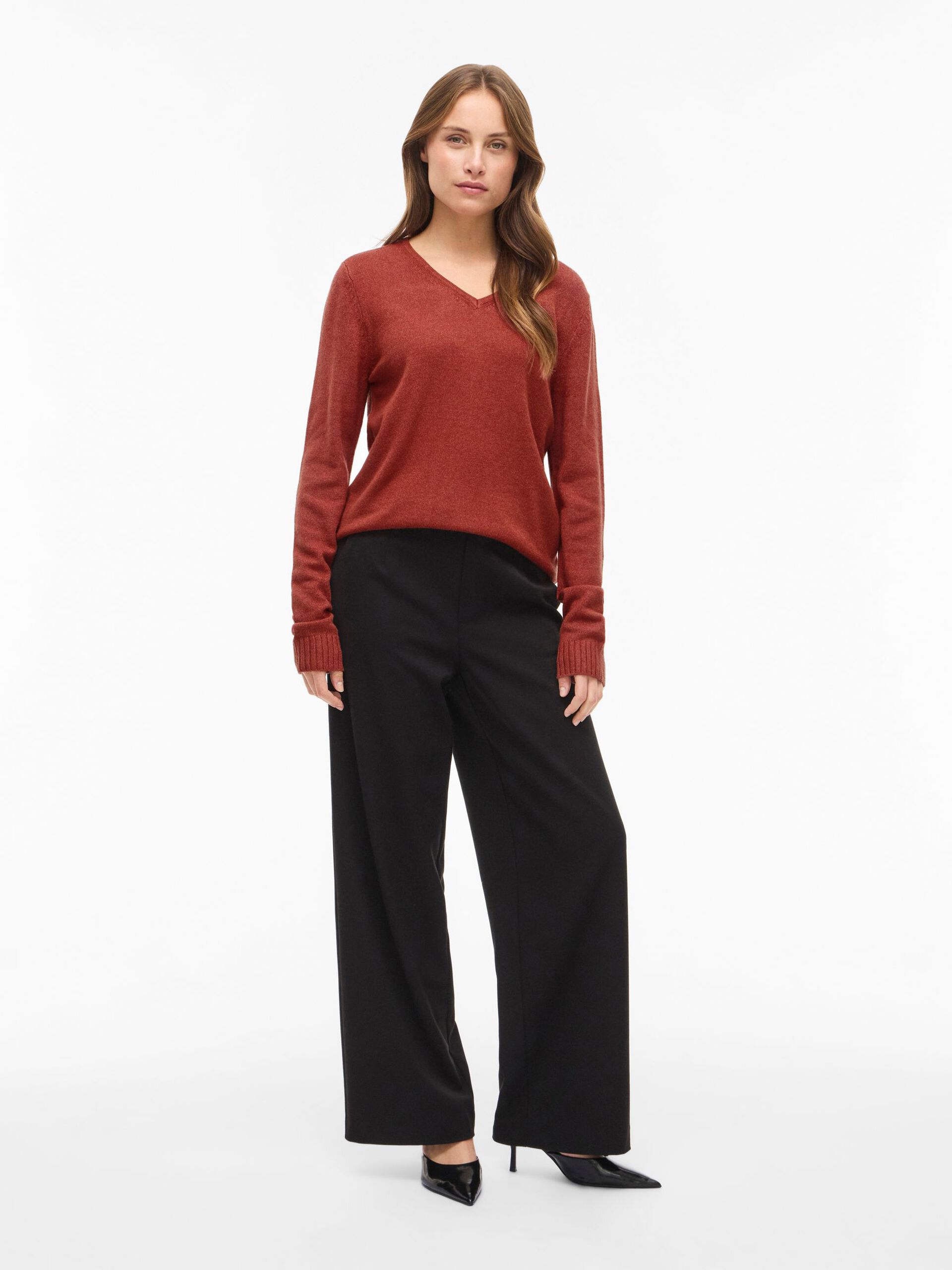 Carousel image - VIRIL V-NECK KNITTED PULLOVER, Burnt Henna | 4