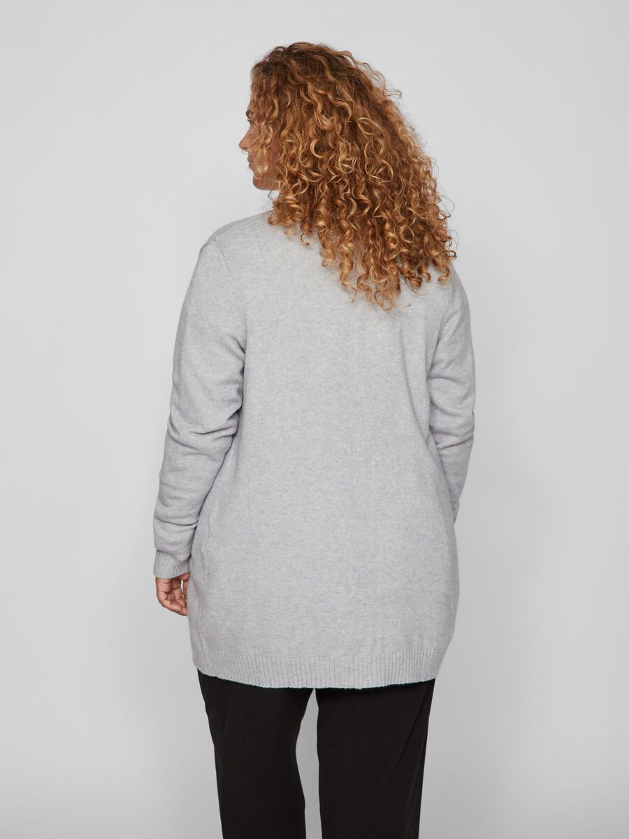 Vila CURVE - ÅBEN FORTIL CARDIGAN, Light Grey Melange, highres - 14077188_LightGreyMelange_004.jpg