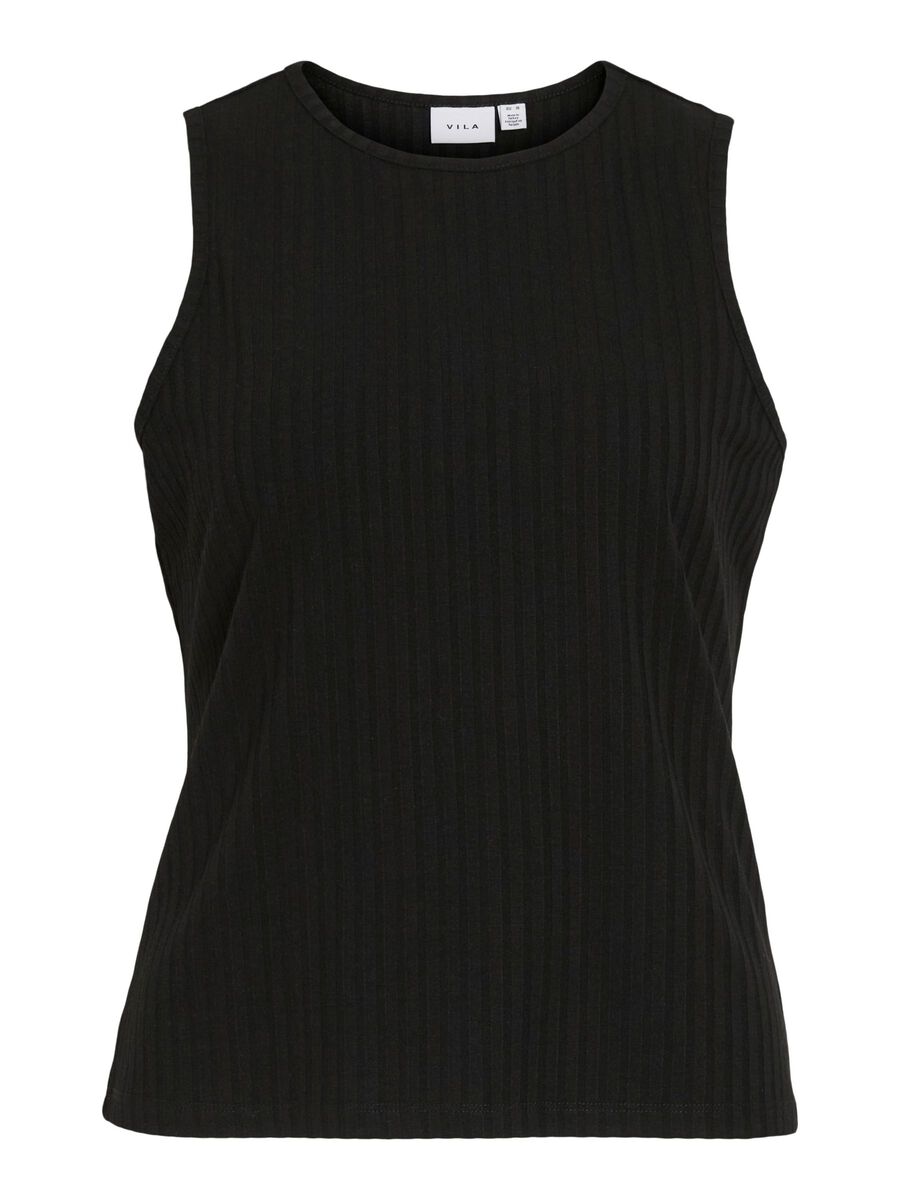 VILA DISEÑO ACANALADO CAMISETA DE TIRANTES, Black, highres - 14089286_Black_001.jpg