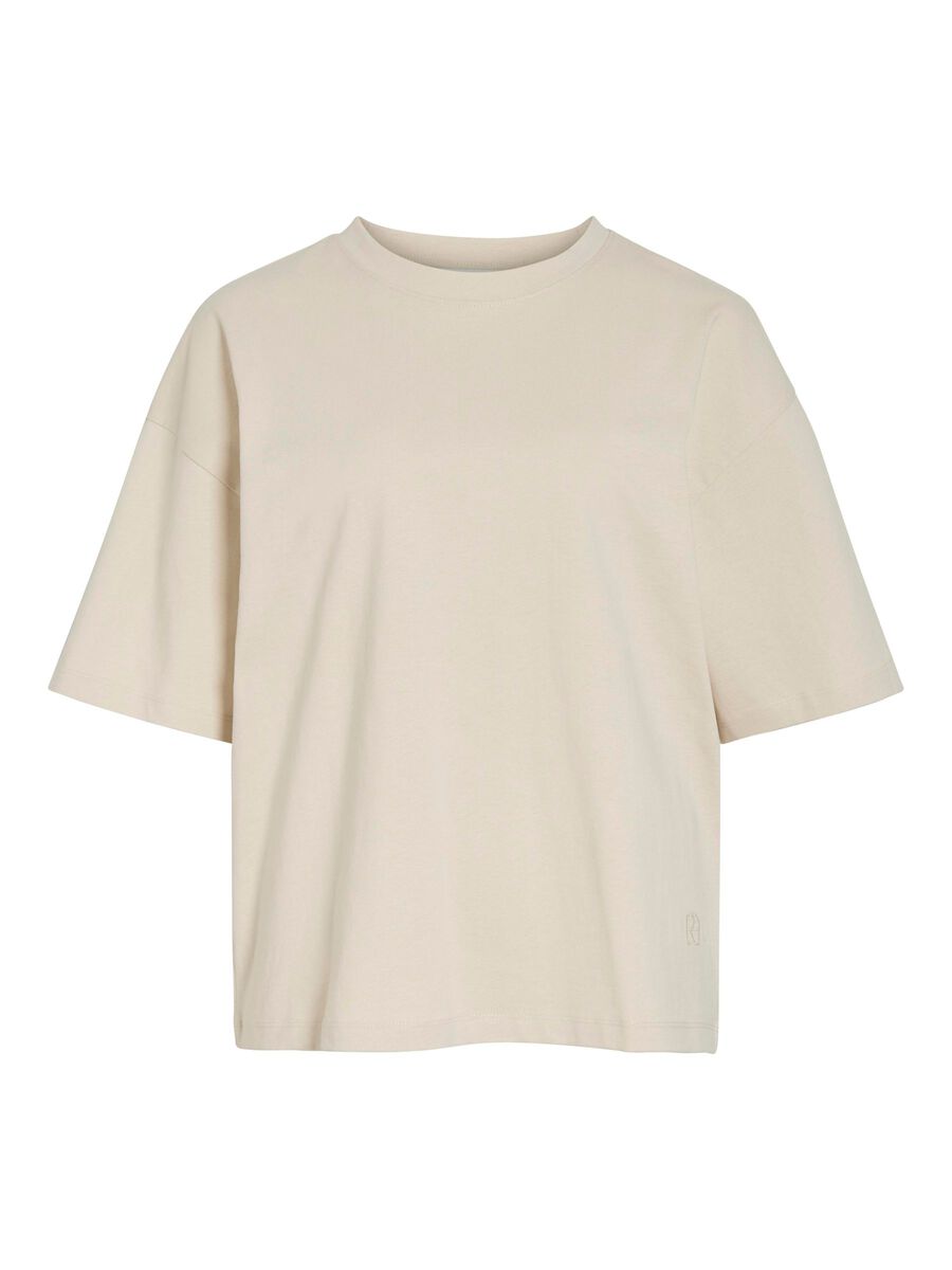 VILA BAUMWOLL T-SHIRT IN OVERSIZE, Birch, highres - 14108427_Birch_001.jpg