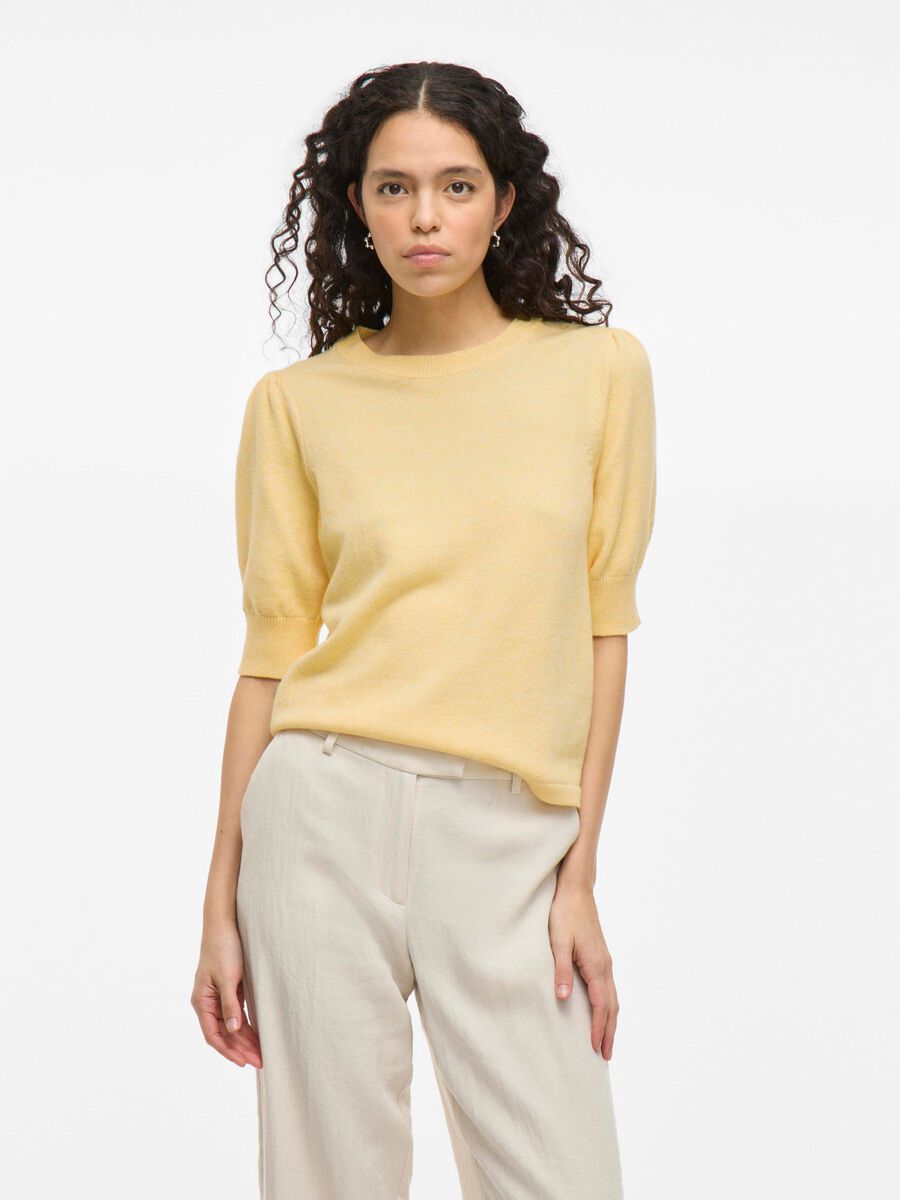 VILA VIRIL SHORT SLEEVED KNITTED TOP, Golden Haze, highres - 14105306_GoldenHaze_1182641_003.jpg