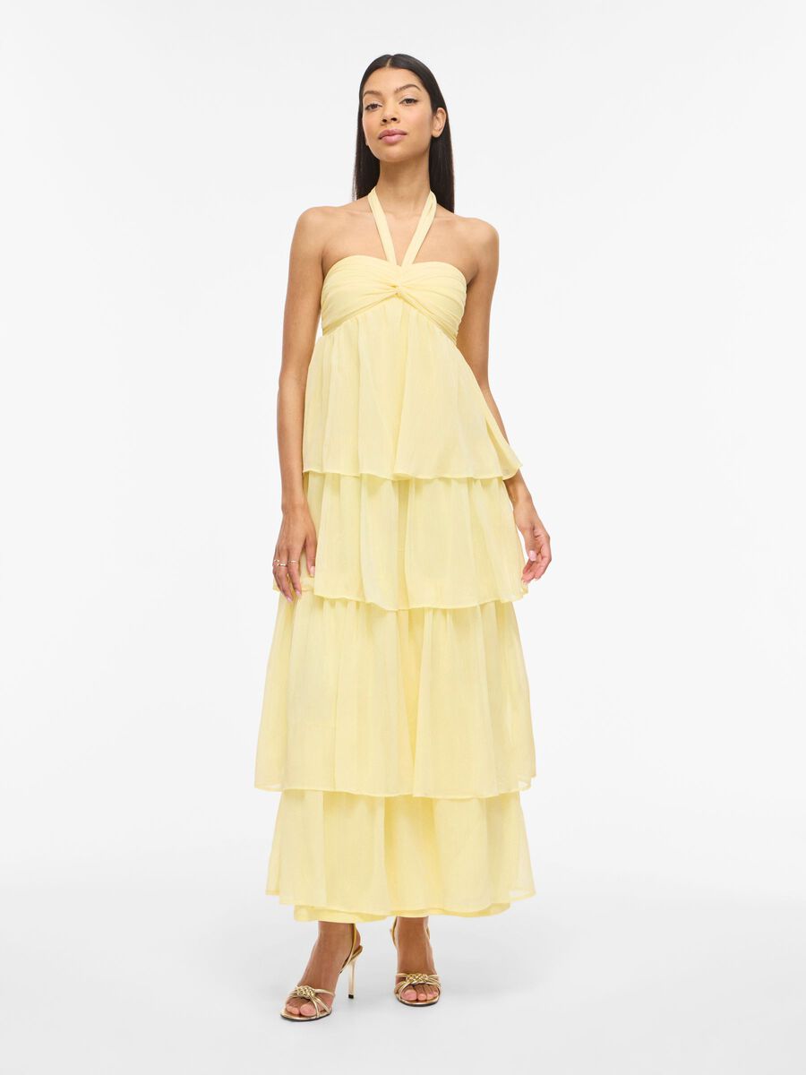 Product carousel image - VILEA HALTER NECK MAXI DRESS, Pastel Yellow | 1