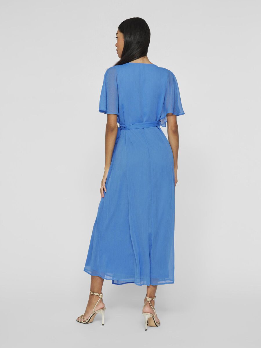 VILA SHORT SLEEVED MAXI WRAP DRESS, Regatta, highres - 14107677_Regatta_004.jpg