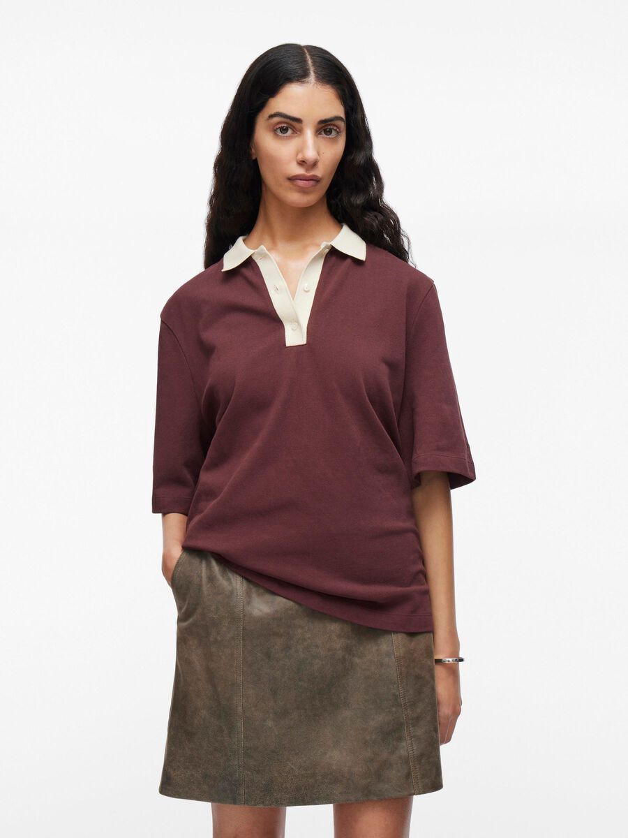 VILA KATOENEN POLO T-SHIRT, Decadent Chocolate, highres - 14108778_DecadentChocolate_1210061_003.jpg