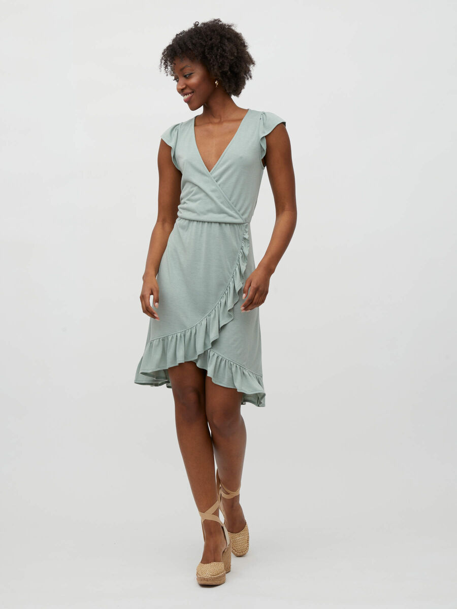 Vila SHORT SLEEVED WRAP DRESS, Green Milieu, highres - 14075825_GreenMilieu_003.jpg