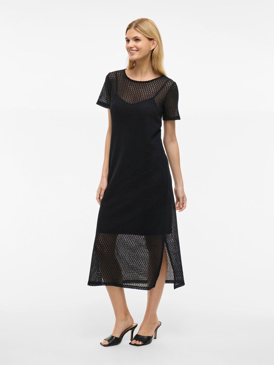 VILA SHORT SLEEVED MIDI DRESS, Black Beauty, highres - 14103332_BlackBeauty_003.jpg