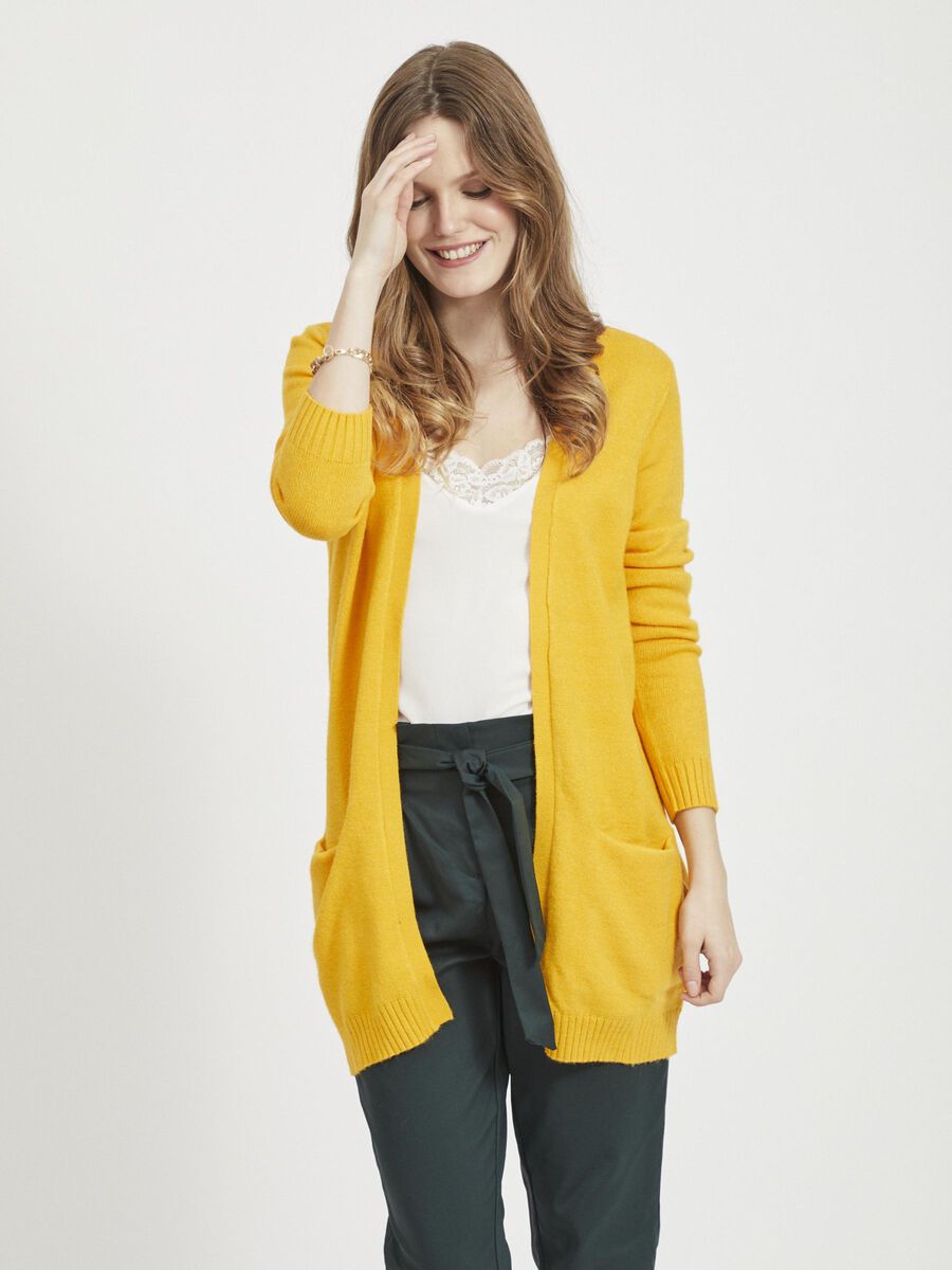 VILA VIRIL BASIC STRICK STRICKJACKE, Golden Rod, highres - 14044041_GoldenRod_593650_003.jpg