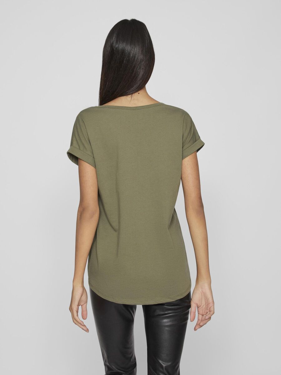 Vila COL ROND T-SHIRT, Dusty Olive, highres - 14083083_DustyOlive_004.jpg