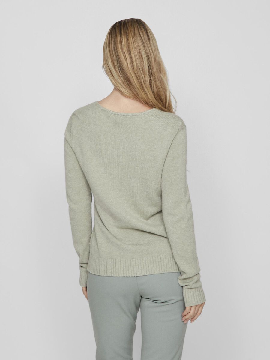 VILA VIRIL V-NECK KNITTED PULLOVER, Oil Green, highres - 14042769_OilGreen_585010_004.jpg