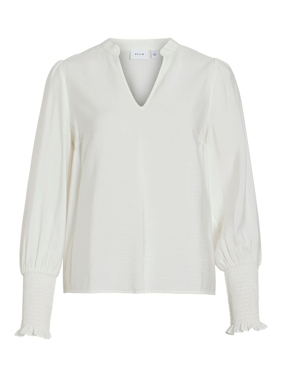 VILA V-NECK LONG SLEEVED TOP, Snow White, highres - 14109747_SnowWhite_001.jpg