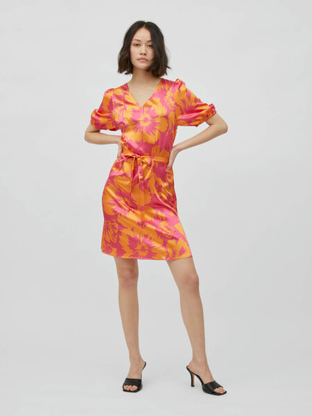 Vila FLORAL SHORT SLEEVED DRESS, Fandango Pink, highres - 14082078_FandangoPink_994757_003.jpg