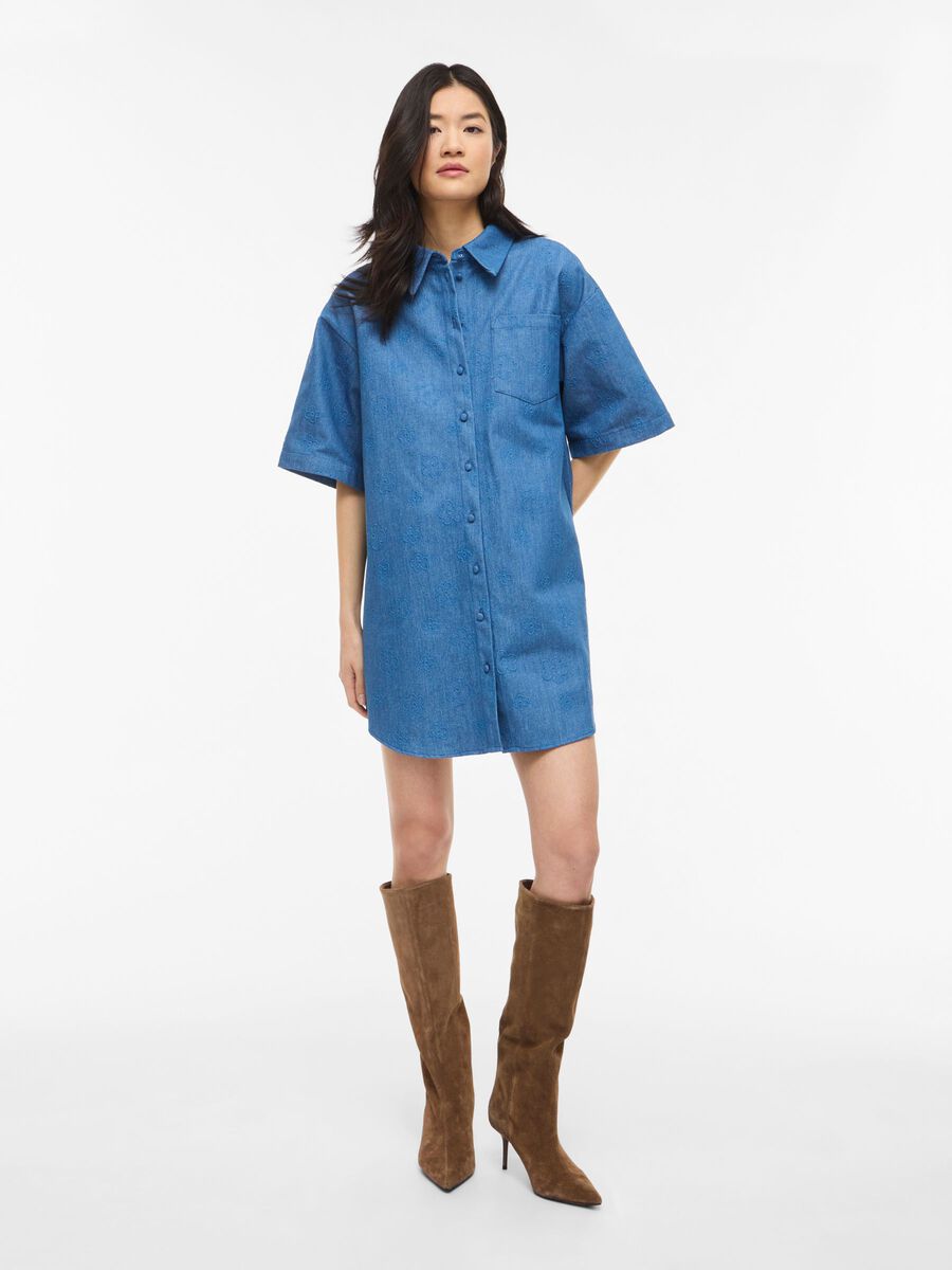 Product carousel image - VILUNA 3/4 SLEEVED DENIM DRESS, Medium Blue Denim | 1