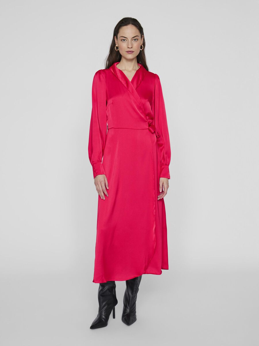 VILA LONG SLEEVED MIDI WRAP DRESS, Viva Magenta, highres - 14093784_VivaMagenta_003.jpg