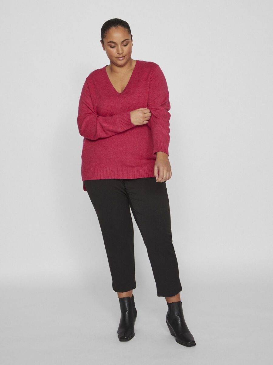 Vila CURVE - COSY KNITTED PULLOVER, Cerise, highres - 14077189_Cerise_1004221_005.jpg