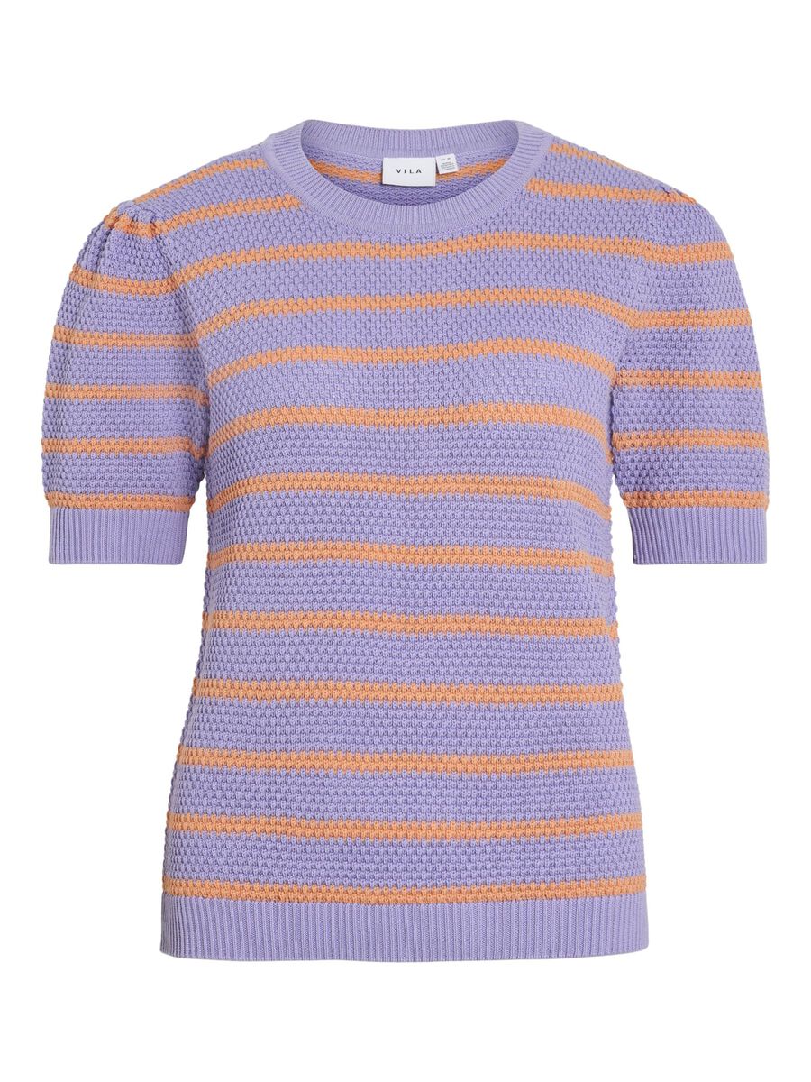 VILA SHORT SLEEVED KNITTED TOP, Violet Tulip, highres - 14106601_VioletTulip_1203654_001.jpg