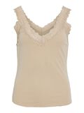 Product image thumbnail - VISIA - COL EN V TOP SANS MANCHES, Toasted Almond | 5