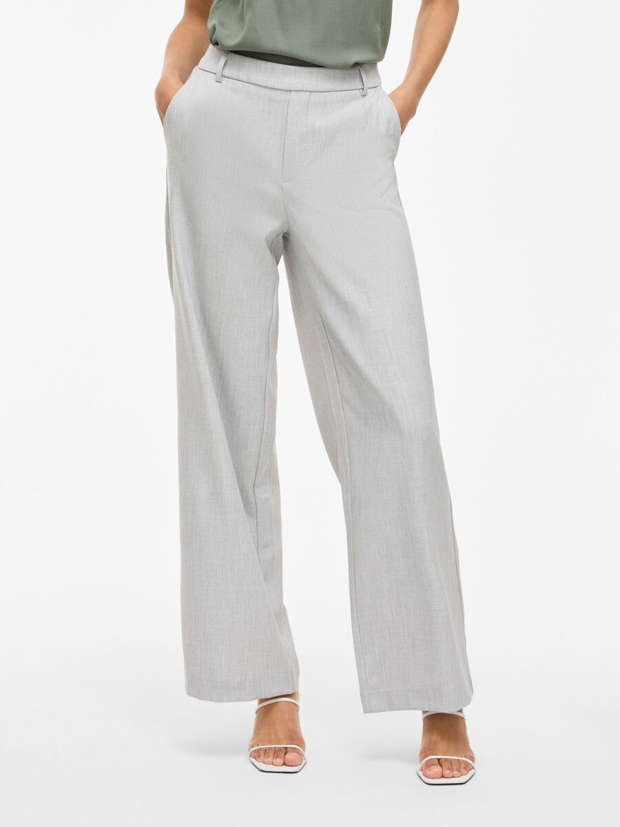 VILA VIVARONE HIGH WAIST WIDE-LEG TROUSERS, Light Grey Melange, highres - 14087407_LightGreyMelange_003.jpg