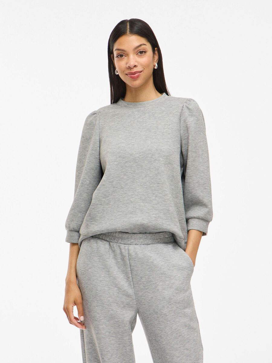 VILA VIREFLECT 3/4 SLEEVED SWEATSHIRT, Light Grey Melange, highres - 14112387_LightGreyMelange_003.jpg
