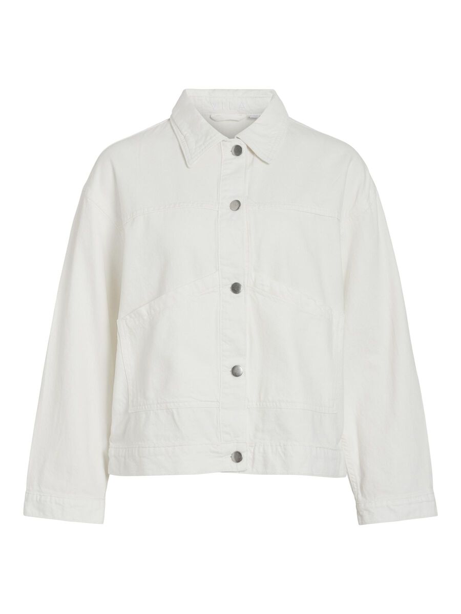 VILA BUTTONED DENIM JACKET, Snow White, highres - 14105528_SnowWhite_001.jpg
