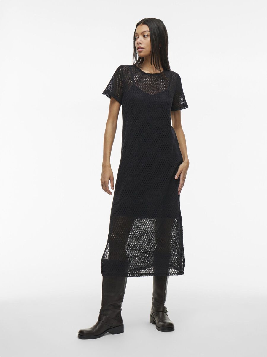 VILA SHORT SLEEVED MIDI DRESS, Black Beauty, highres - 14103332_BlackBeauty_003.jpg