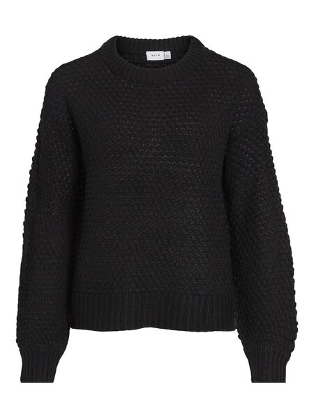 Vila TEXTURED KNITTED PULLOVER, Black, highres - 14089761_Black_001.jpg