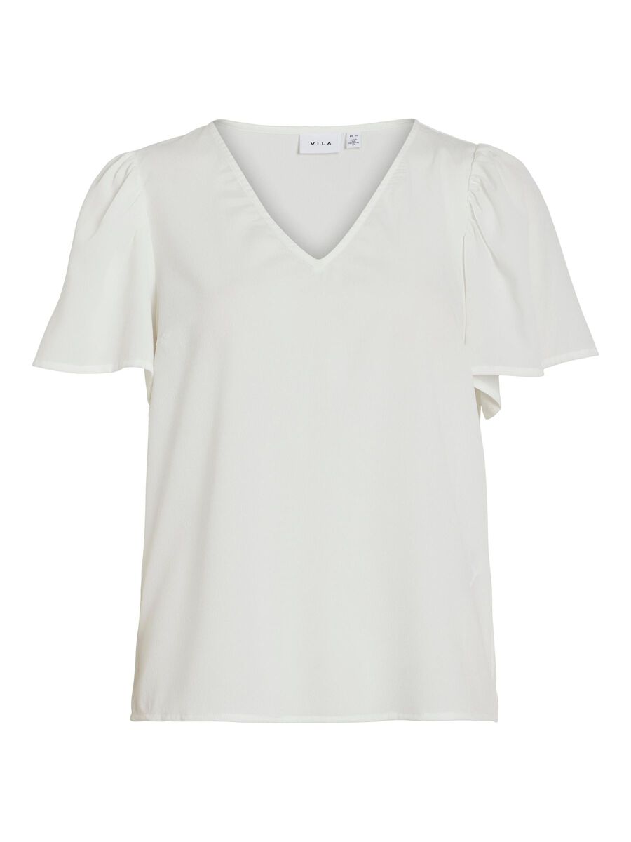 VILA V-NECK SHORT SLEEVED TOP, Cloud Dancer, highres - 14109690_CloudDancer_001.jpg