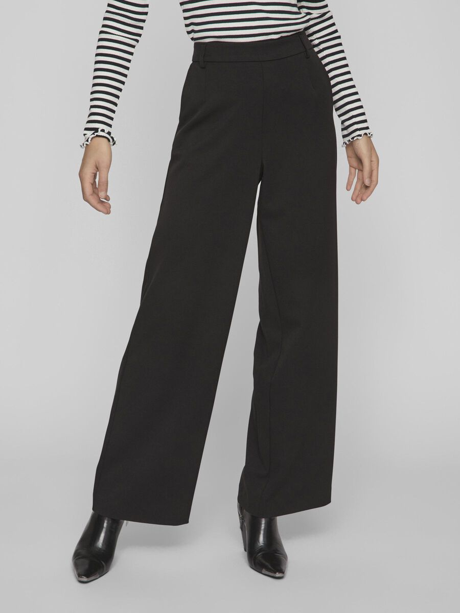 VILA VIVARONE HIGH WAIST PANTALONI GAMBA AMPIA, Black, highres - 14087407_Black_003.jpg