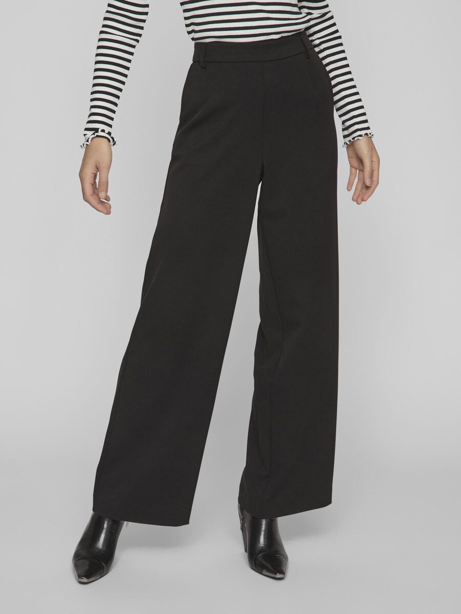 Vila HIGH WAIST PANTALONI GAMBA AMPIA, Black, highres - 14087407_Black_003.jpg