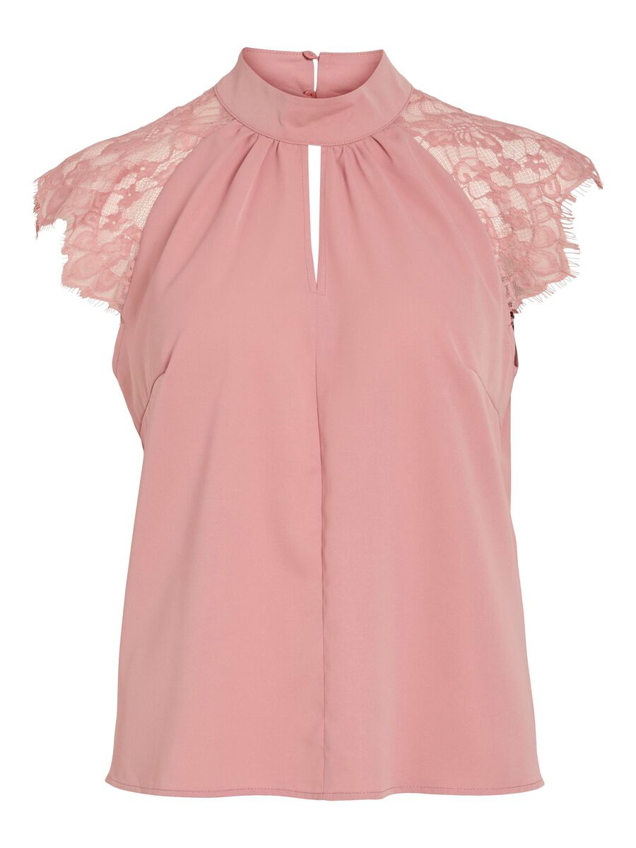 VILA VISIMPLY LACE SHORT SLEEVED TOP, Old Rose, highres - 14112695_OldRose_001.jpg