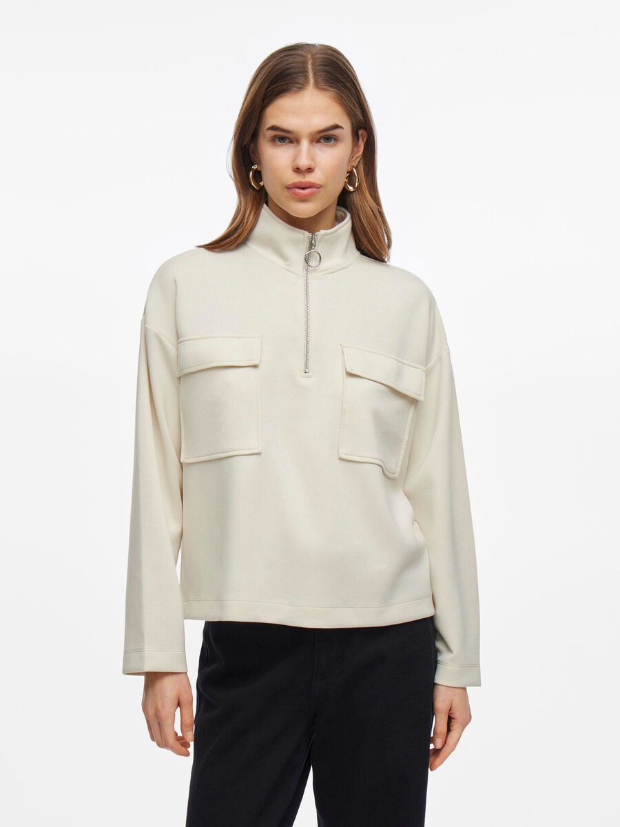 VILA HIGH NECK LONG SLEEVED TOP, Birch, highres - 14103951_Birch_003.jpg