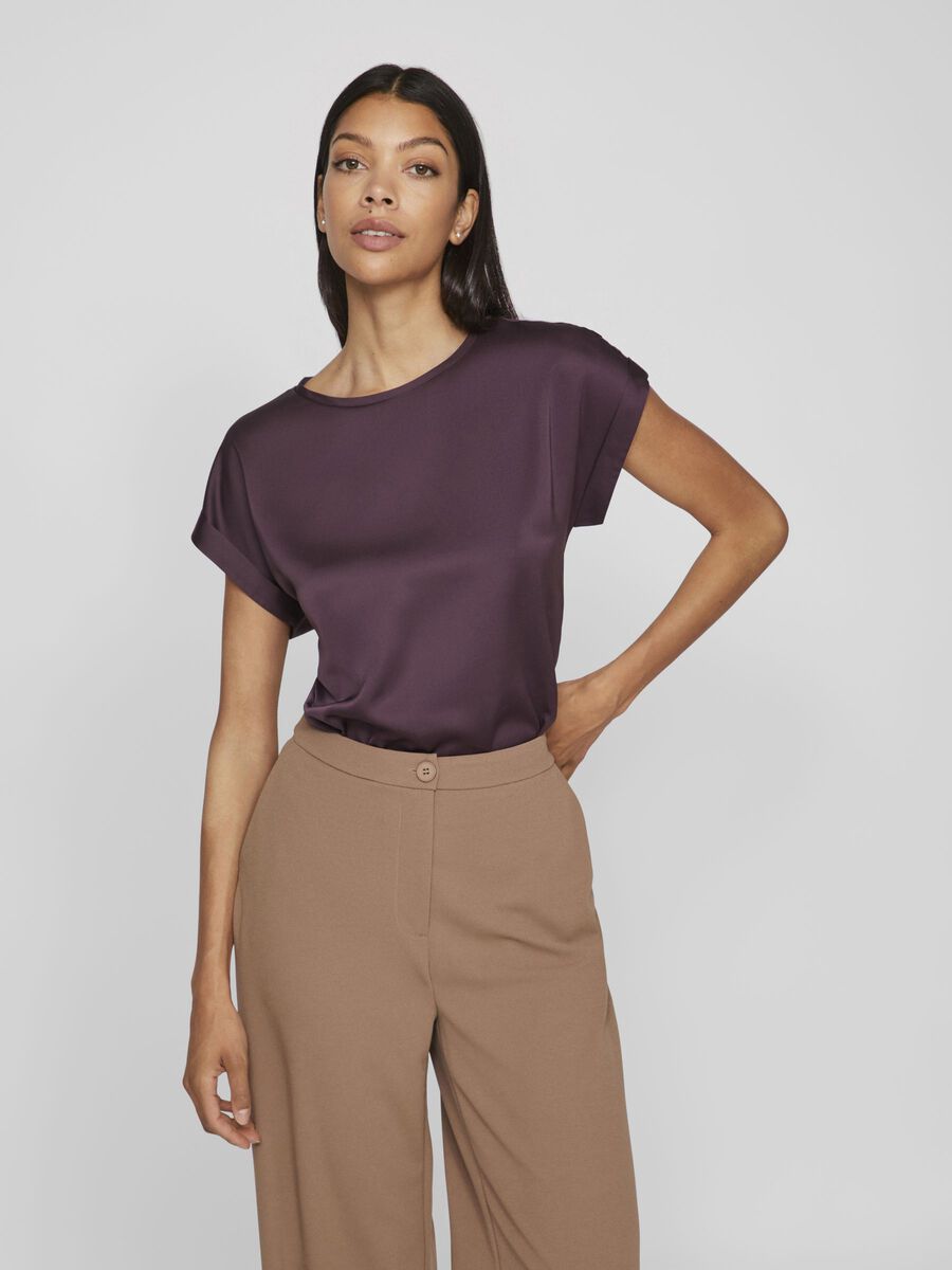 VILA VIELLETTE SHORT SLEEVED TOP, Plum Perfect, highres - 14059563_PlumPerfect_003.jpg