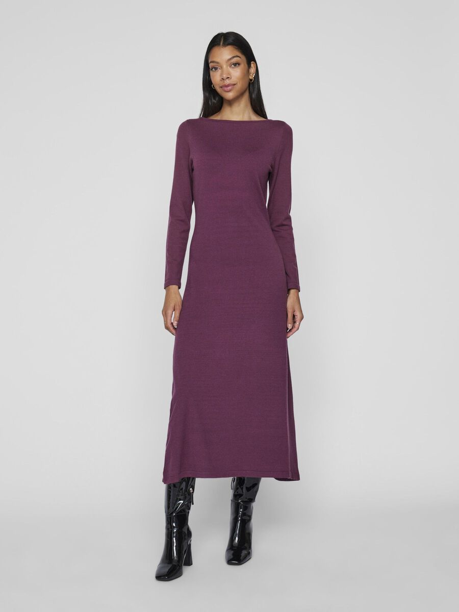VILA KNITTED MIDI DRESS, Burgundy, highres - 14109869_Burgundy_003.jpg