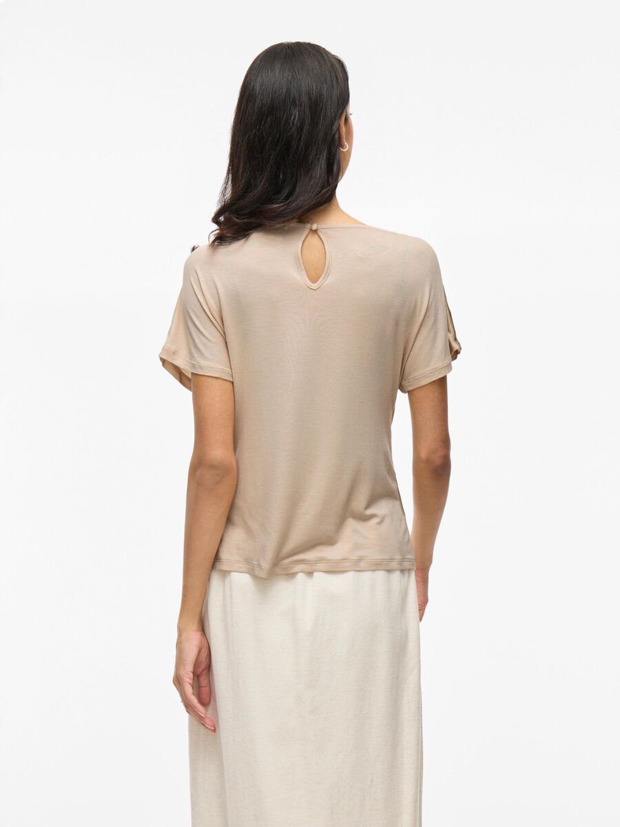VILA VIELLETTE BOATNECK SHORT SLEEVED TOP, Cement, highres - 14110009_Cement_004.jpg