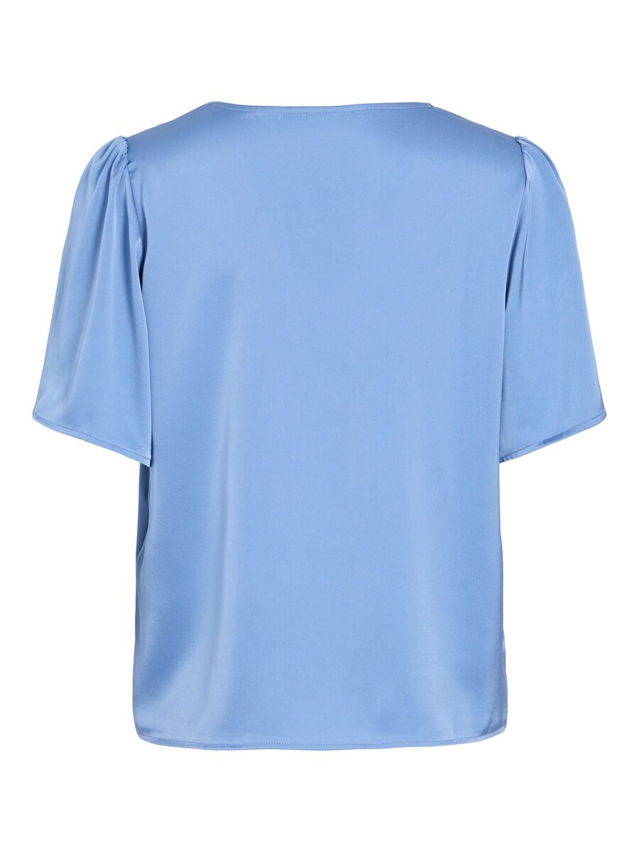 Product carousel image - VIENNA RAVENNA V-NECK SHORT SLEEVED TOP, Ashleigh Blue | 2