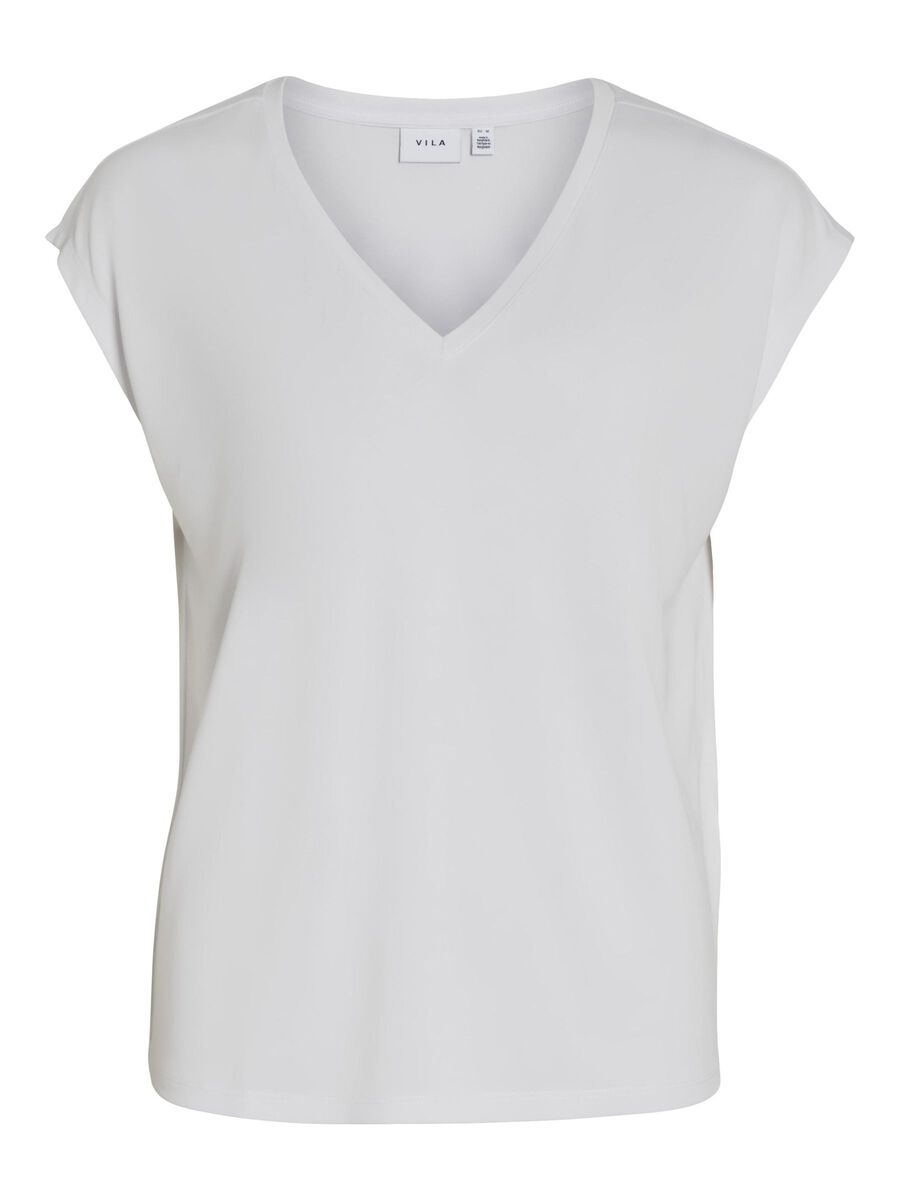 VILA VIMODALA V-NECK SHORT SLEEVED TOP, Optical Snow, highres - 14074847_OpticalSnow_001.jpg