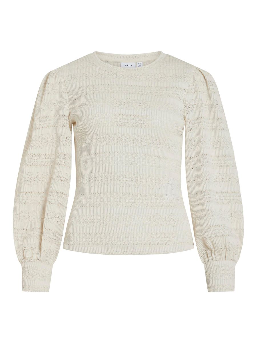 VILA ROUND NECK LONG SLEEVED TOP, Birch, highres - 14109892_Birch_001.jpg