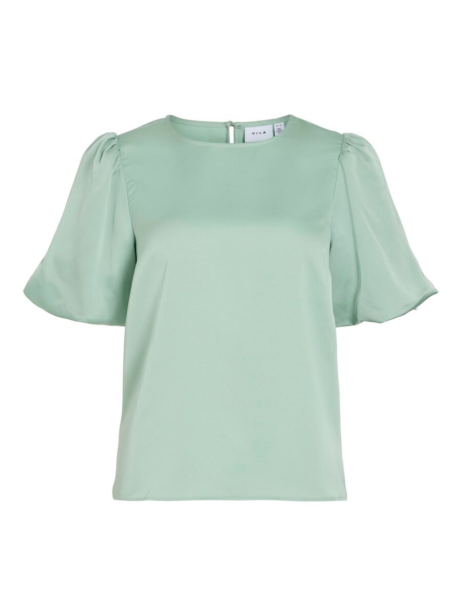 VILA VIELLETTE ROUND NECK TOP A MANICHE CORTE, Silt Green, highres - 14107986_SiltGreen_001.jpg