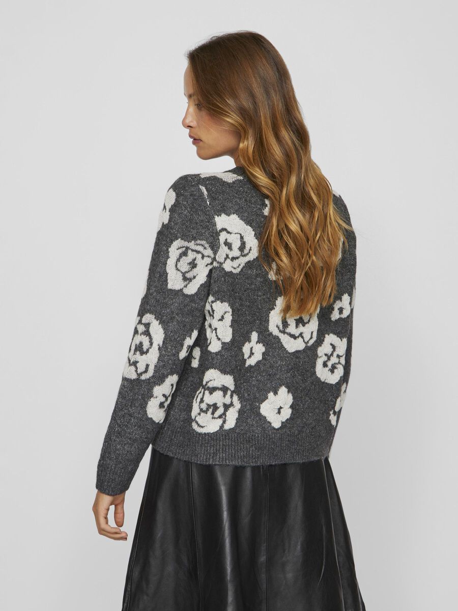 VILA JAQUARD KNITTED PULLOVER, Medium Grey Melange, highres - 14099841_MediumGreyMelange_1131455_004.jpg