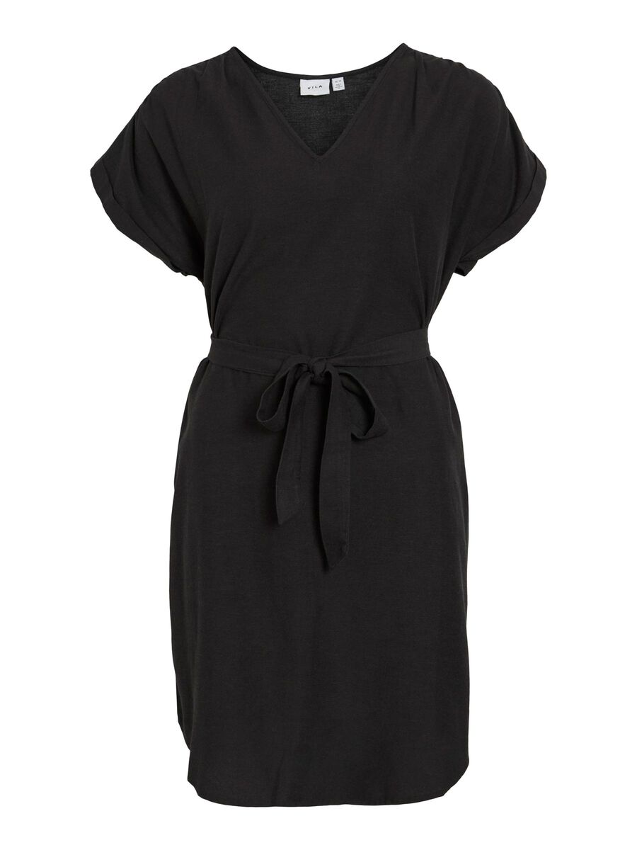 VILA SHORT SLEEVED SHORT DRESS, Black Beauty, highres - 14105084_BlackBeauty_001.jpg