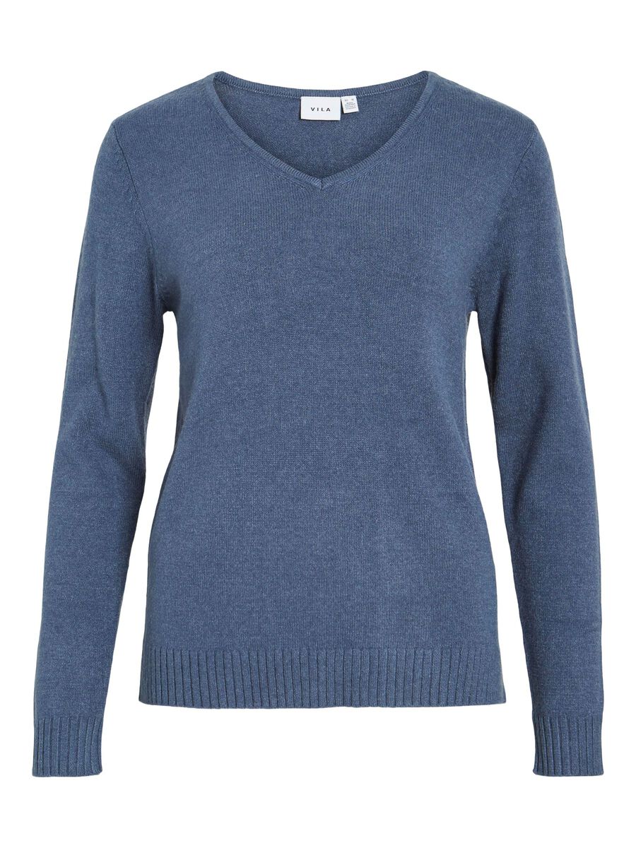 VILA VIRIL V-AUSSCHNITT STRICKPULLOVER, Vintage Indigo, highres - 14042769_VintageIndigo_958941_001.jpg