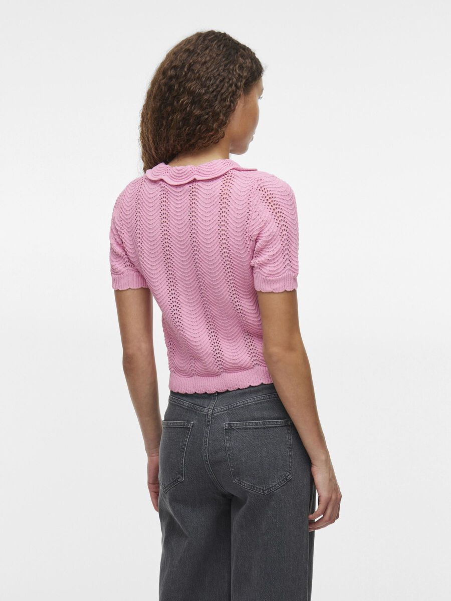 VILA SHORT SLEEVED KNITTED TOP, Sangria Sunset, highres - 14108349_SangriaSunset_004.jpg