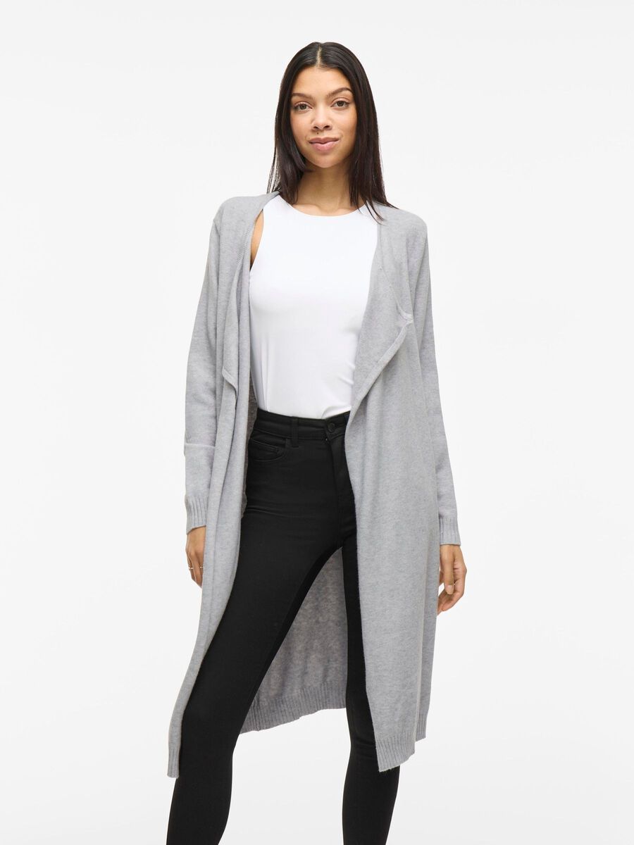 VILA LONG OPEN CARDIGAN, Light Grey Melange, highres - 14095996_LightGreyMelange_003.jpg