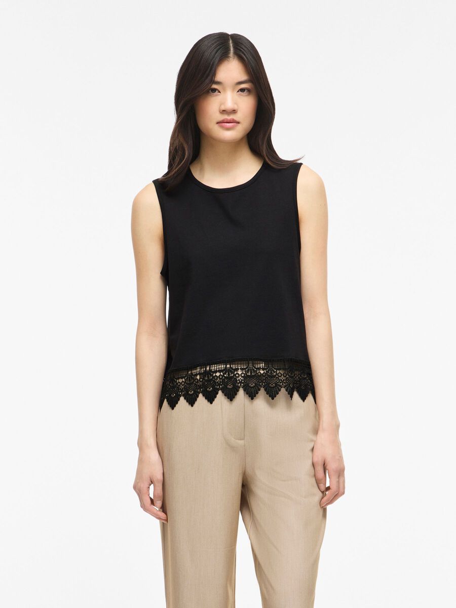 Product carousel image - VIALKA ROUND NECK SLEEVELESS TOP, Black | 1