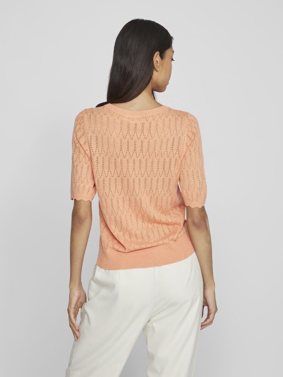 Vila SHORT SLEEVED KNITTED TOP, Shell Coral, highres - 14094926_ShellCoral_1093763_004.jpg